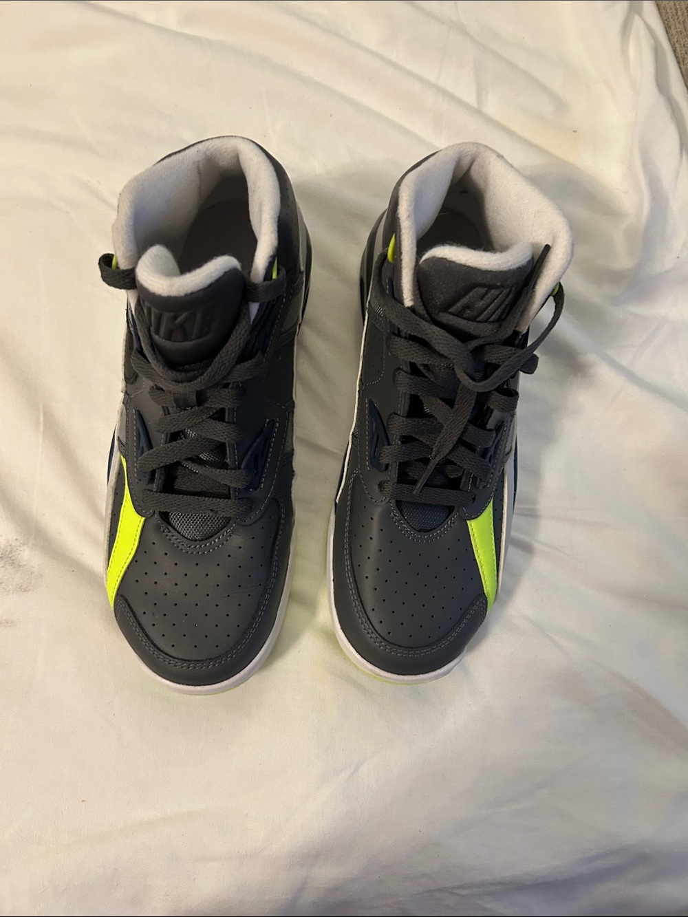 Nike Kids Black High-Top Sneakers with Neon Yellow Accent